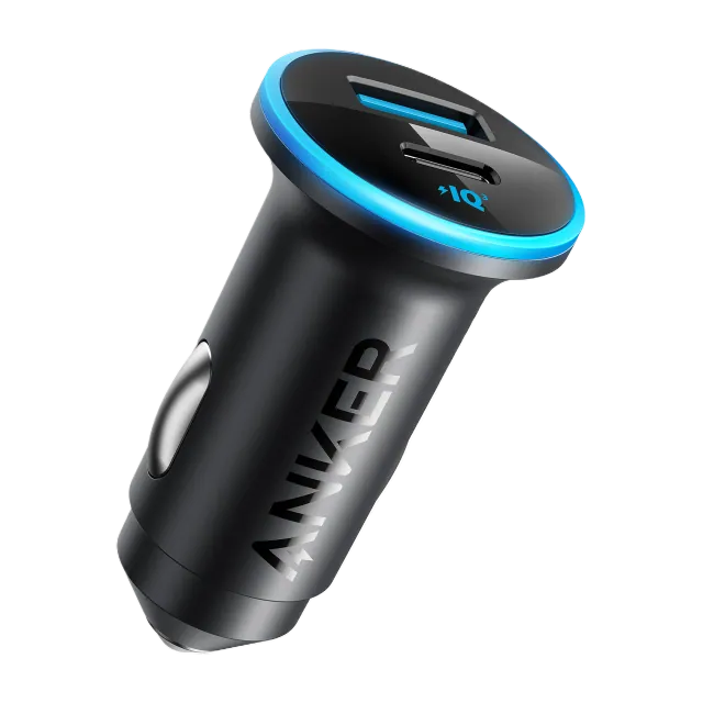 Anker 323 Car Charger (52,5 W) cargador de auto · USB-C 30 W + USB-A 22,5 W — Titanio Tech