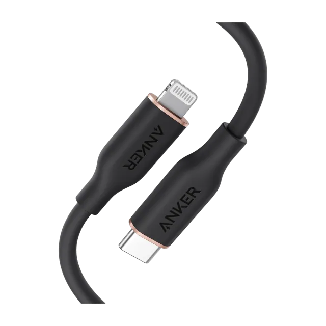 Anker 641 USB-C to Lightning (PowerLine III Flow) cable USB-C a Lightning · MFi · silicona · 0,9 m o 1,8 m — Titanio Tech