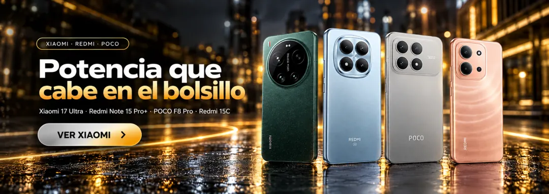 Xiaomi, Redmi y POCO — potencia que cabe en el bolsillo: Xiaomi 17 Ultra, Redmi Note 15 Pro+, POCO F8 Pro y Redmi 15C. Ver Xiaomi