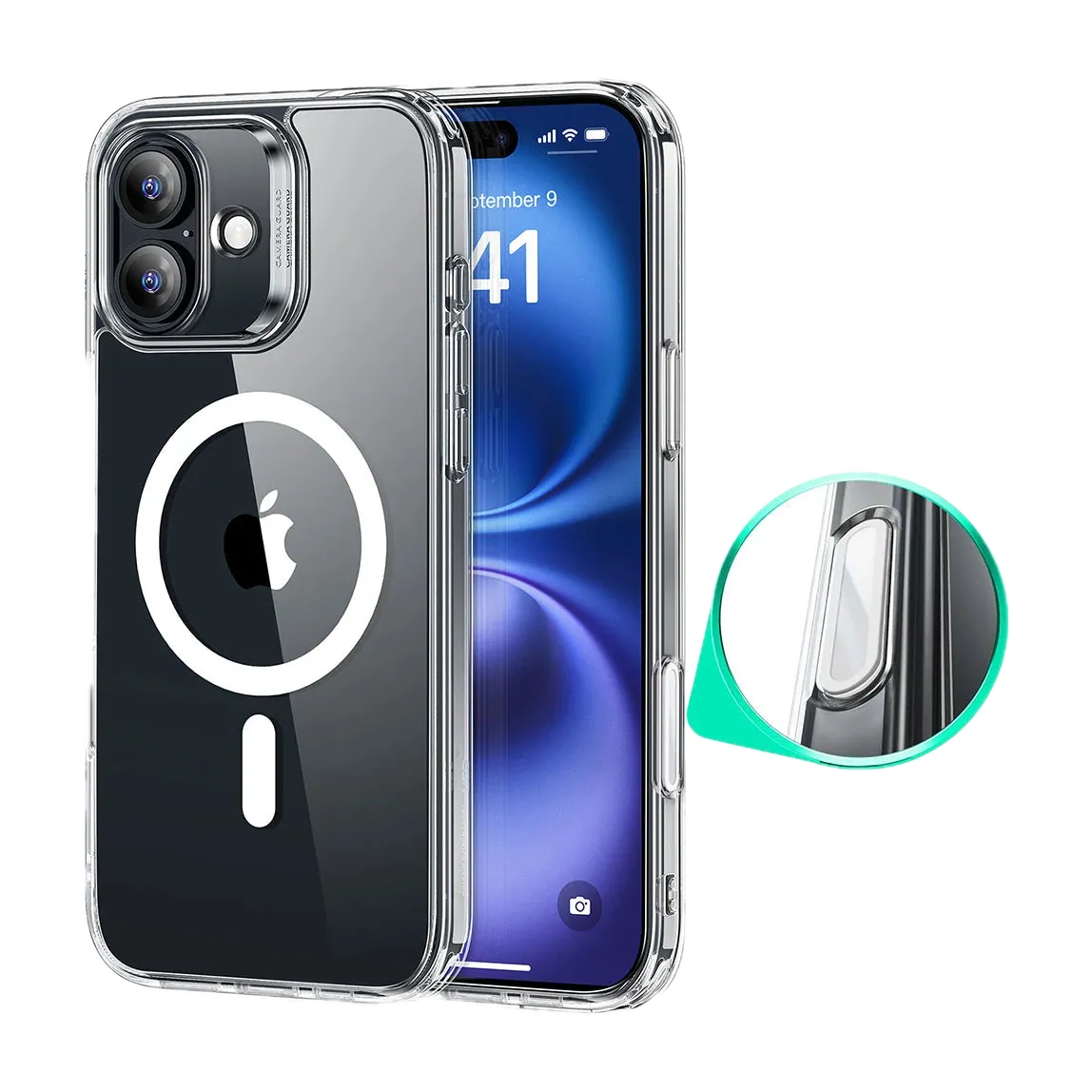 Funda ESR Classic Hybrid HaloLock iPhone 16 para iPhone 16 · MagSafe · tapa del Control de Cámara — Titanio Tech