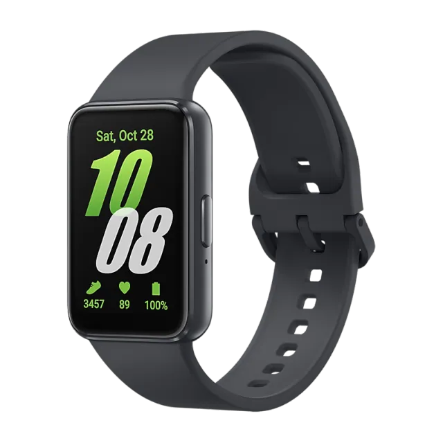 Samsung Galaxy Fit3 pulsera inteligente · pantalla AMOLED 1,6" · hasta 13 días — Titanio Tech