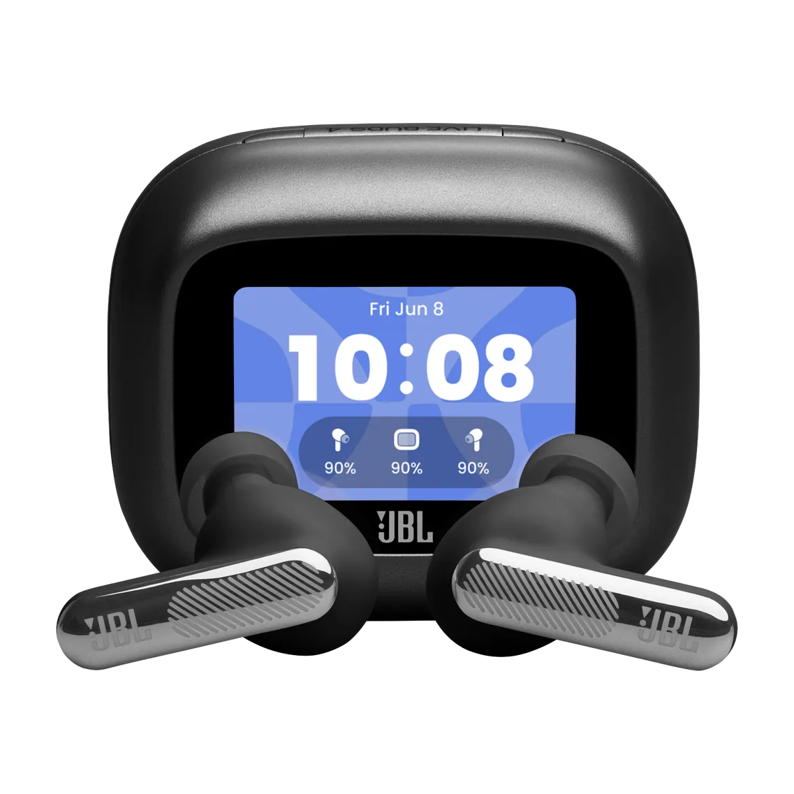 JBL Live Beam 4 auricular true wireless premium · ANC adaptativo · estuche con pantalla — Titanio Tech