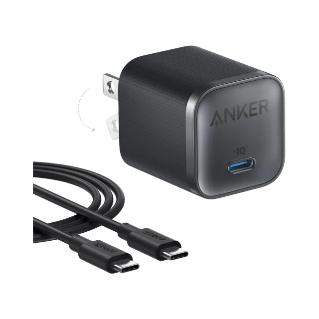 Anker Nano Charger (45W) con cable USB-C cargador de pared 45 W · 1 USB-C · cable USB-C 1,8 m — Titanio Tech