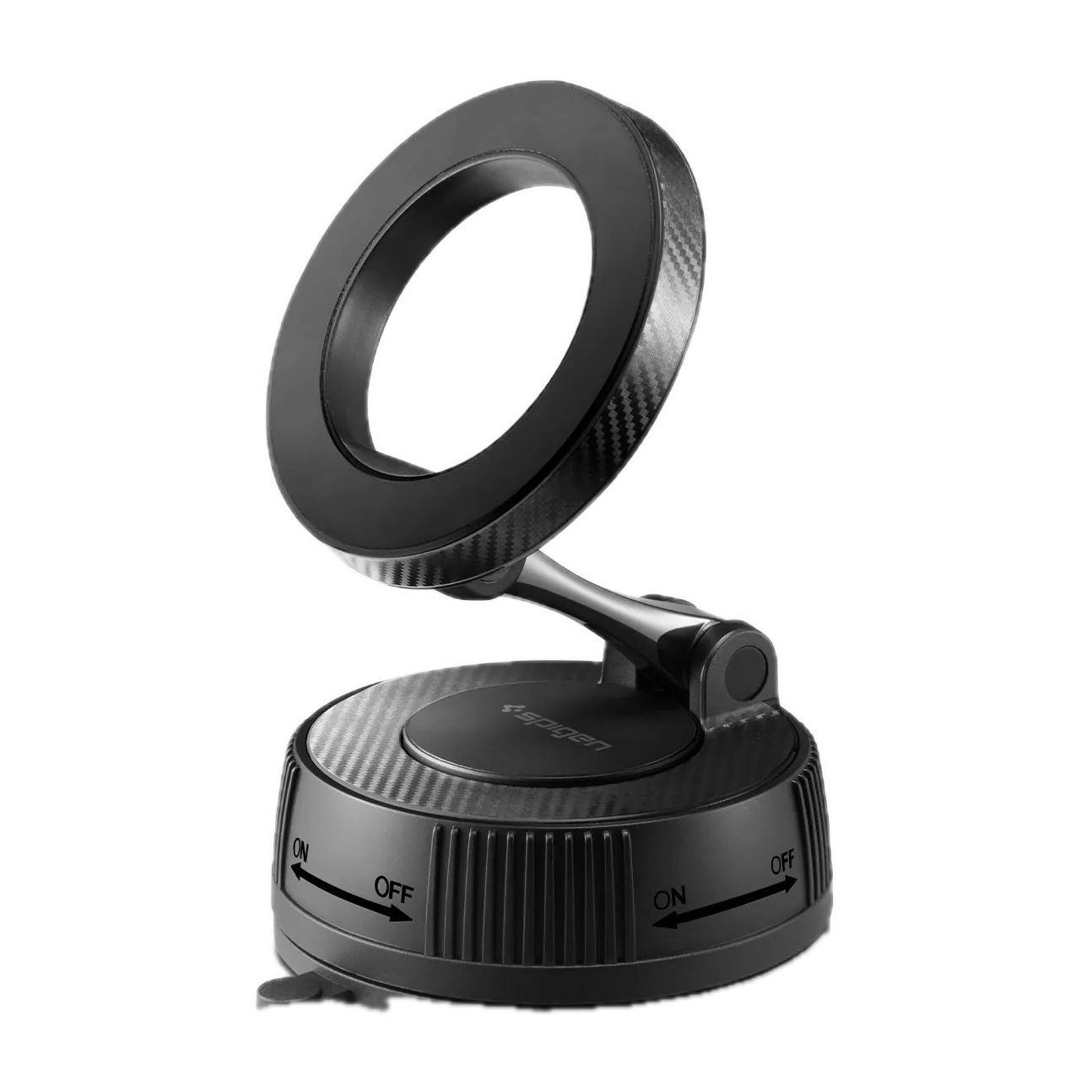 Soporte magnético para auto Spigen MFT36 (MagFit) soporte de tablero con ventosa · imanes N52 · para iPhone 12 o más nuevo y fundas MagSafe — Titanio Tech